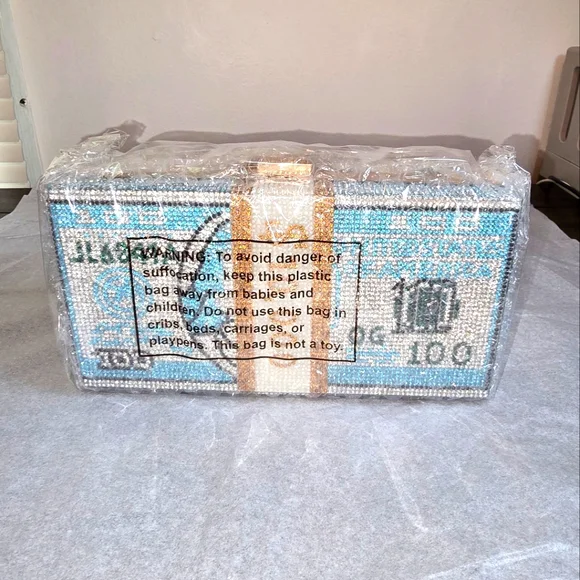 Blue and Silver Money Clutch-New - Picture 3 of 8